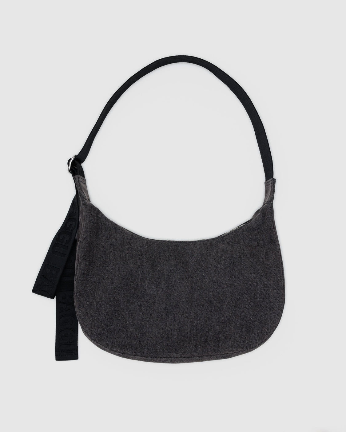 Medium Denim Crescent Bag - Washed Black Denim - Compact Bag