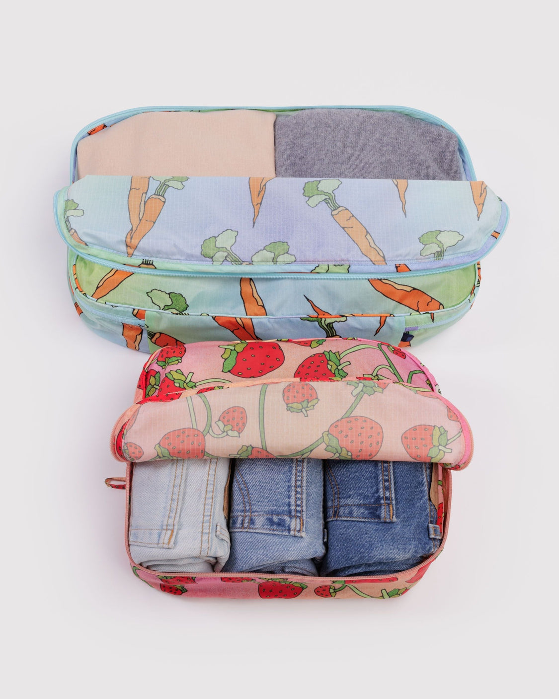Large Packing Cube Set - Carrots & Berries - Travel Zip Storage