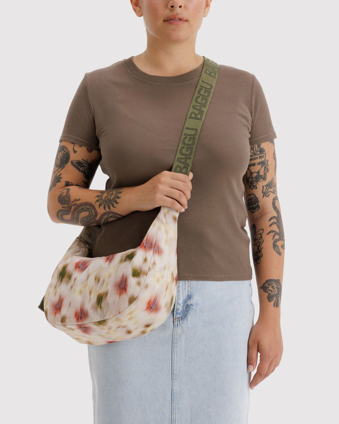 Medium Nylon Crescent Bag - Abstract Floral - Active City Pack