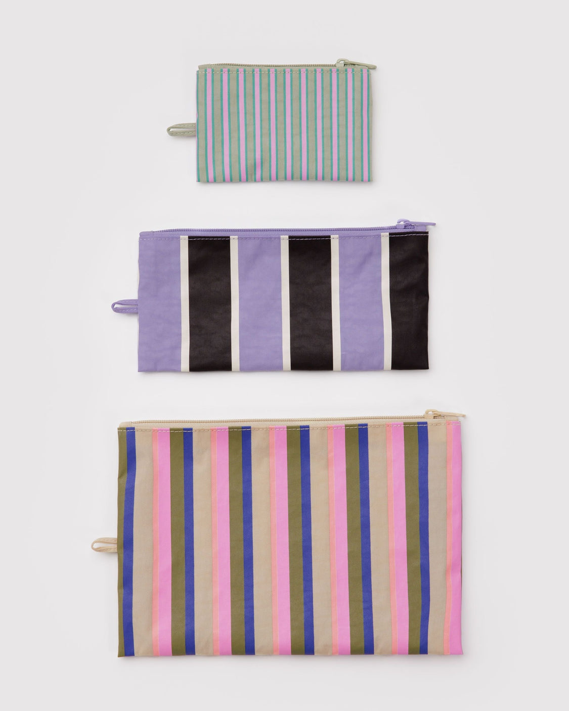 Flat Pouch Set - Candy Shop Stripes - Bright Travel Trio